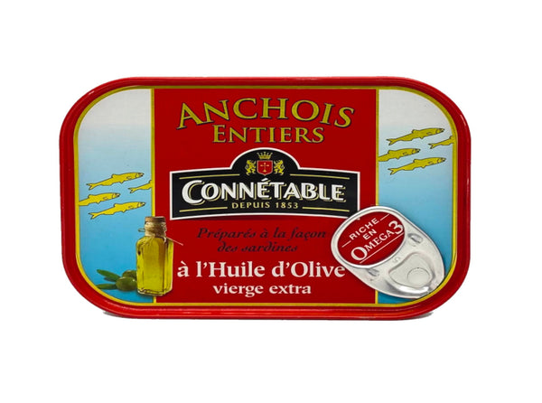 Anchois entiers à l'huile d'olive vierge extra 100g Connétable