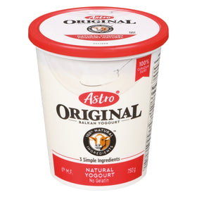 Yogourt nature genre balkan sans gélatine 6% m.f. Astro Original 750 g